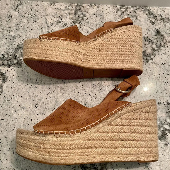 Marc Fisher Andela Sandals Suede Wedge Heel Espadrilles Brown Size 11 NEW - Picture 5 of 10